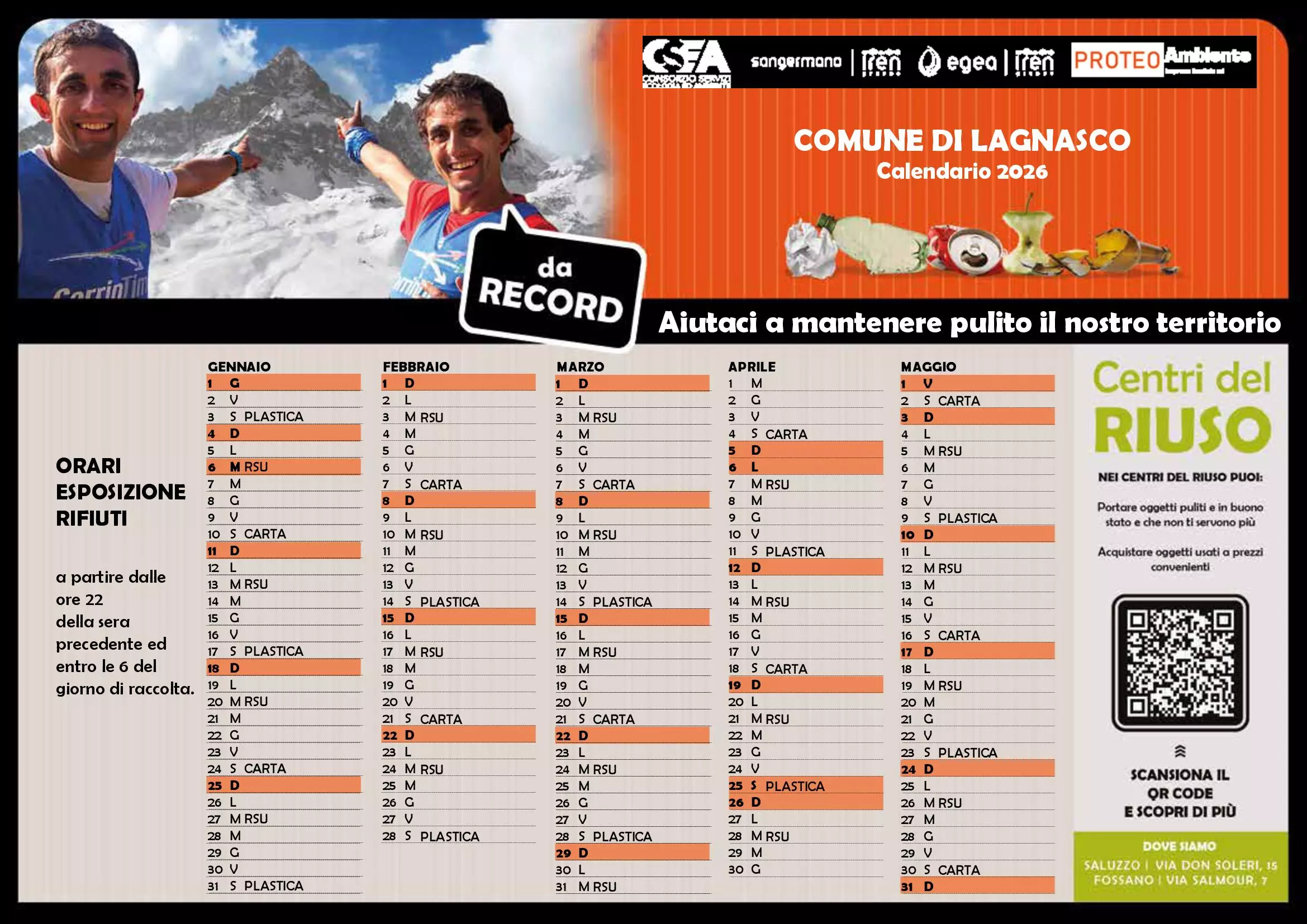 Calendari raccolta differenziata 